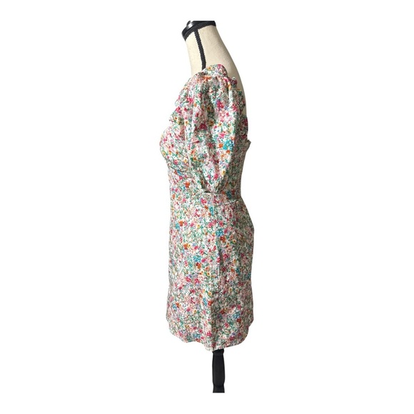 Astr Pink and Green Ruched Puff Sleeve Mini Dress - Picture 5 of 8